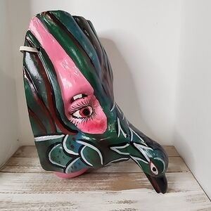 Mexican folk art Day of The Dead Bird on face mask